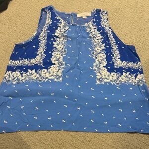 LOFT Royal Blue and White Floral Blouse